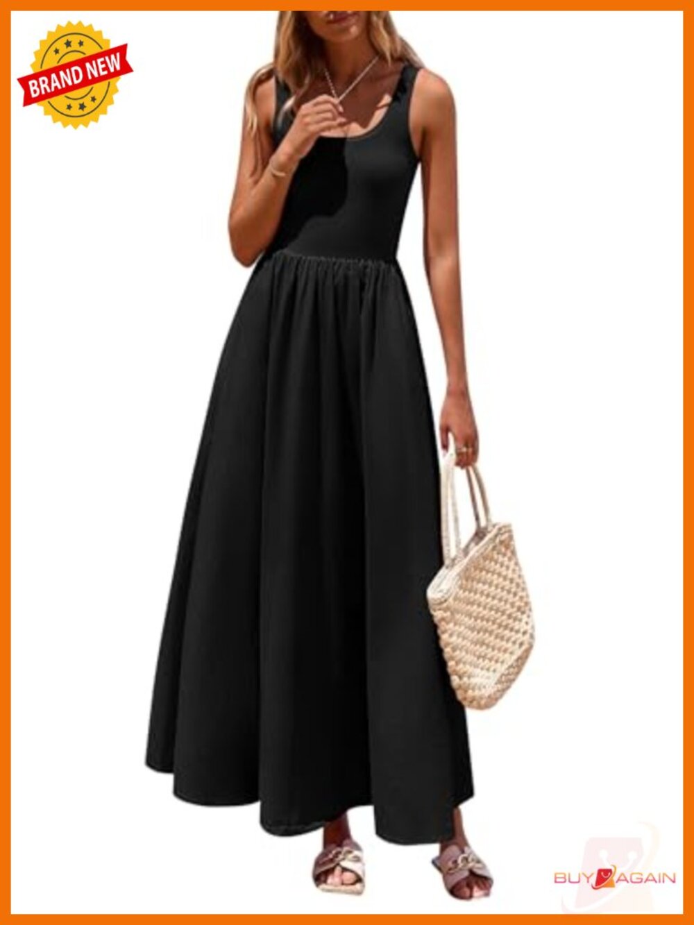 PRETTYGARDEN Scoop Neck Sleeveless Maxi Dress